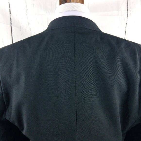 Marc Anthony Slim Fit 44R Wool Blend Stitched Lapel 2 Button Black Suit Jacket - Picture 7 of 11